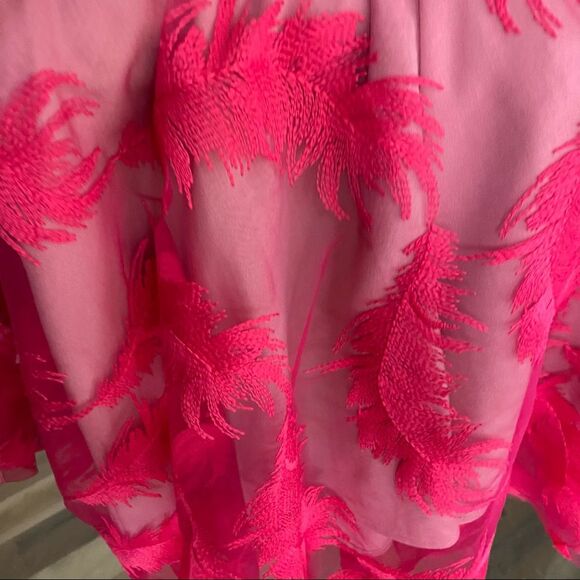 Lucca Vasconcellos Womans Feather Embroidered Mini Dress Size Medium - Picture 15 of 16